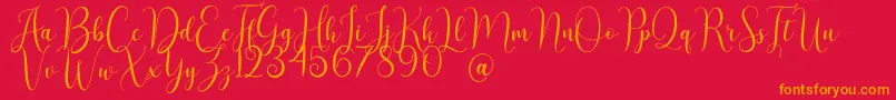 AsyielaDemo Font – Orange Fonts on Red Background