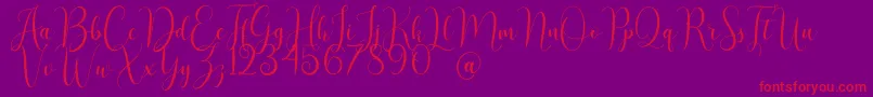 AsyielaDemo-Schriftart – Rote Schriften auf violettem Hintergrund