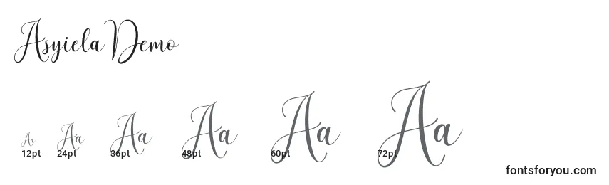 Размеры шрифта AsyielaDemo