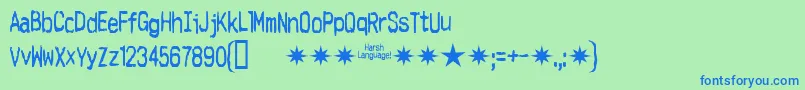 Harshlanguage-fontti – siniset fontit vihreällä taustalla