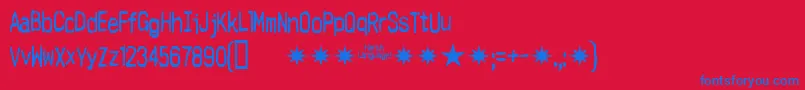Fonte Harshlanguage – fontes azuis em um fundo vermelho