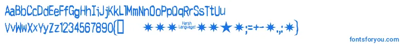 Harshlanguage Font – Blue Fonts on White Background