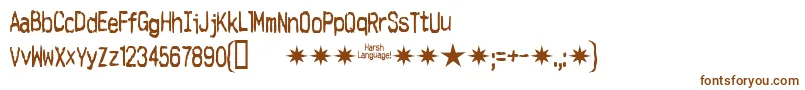 Harshlanguage-Schriftart – Braune Schriften auf weißem Hintergrund