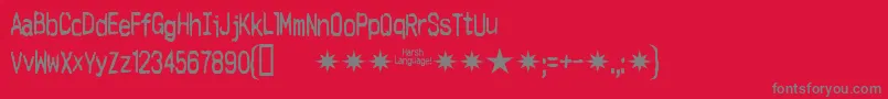 Harshlanguage-fontti – harmaat kirjasimet punaisella taustalla