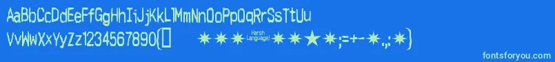 Harshlanguage Font – Green Fonts on Blue Background