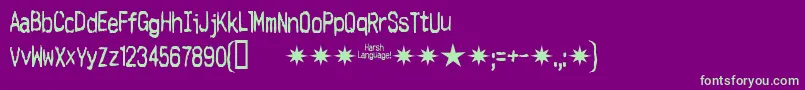 Harshlanguage Font – Green Fonts on Purple Background