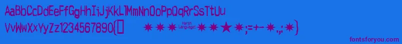 Harshlanguage-Schriftart – Violette Schriften auf blauem Hintergrund