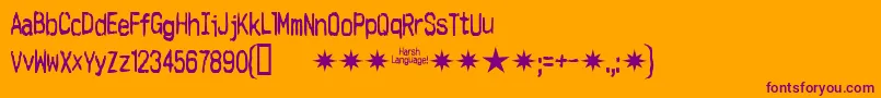 Fonte Harshlanguage – fontes roxas em um fundo laranja
