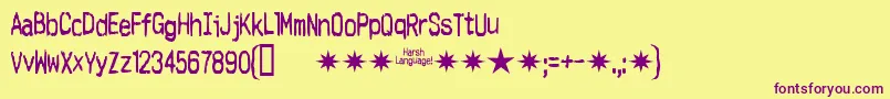 Fonte Harshlanguage – fontes roxas em um fundo amarelo