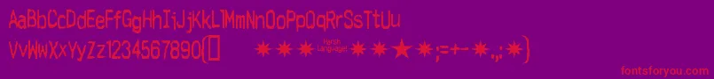 Harshlanguage-Schriftart – Rote Schriften auf violettem Hintergrund