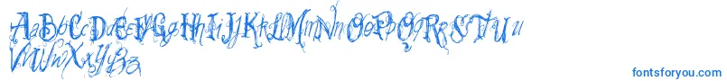 フォントVtks Summerland – 白い背景に青い文字
