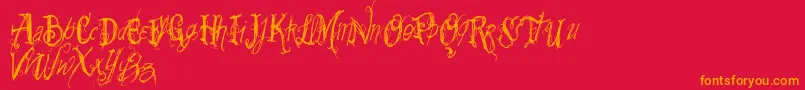 Vtks Summerland-Schriftart – Orangefarbene Schriften auf rotem Hintergrund