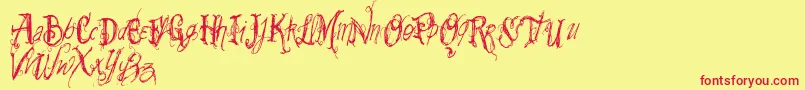 Vtks Summerland-Schriftart – Rote Schriften auf gelbem Hintergrund