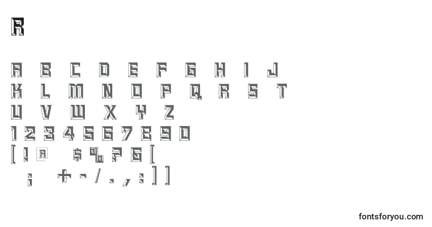 Czcionka Reliefcaps – alfabet, cyfry, specjalne znaki