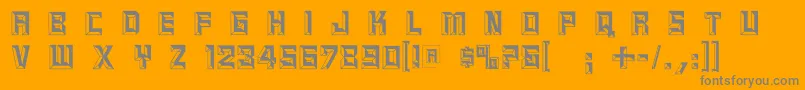 Reliefcaps-fontti – harmaat kirjasimet oranssilla taustalla