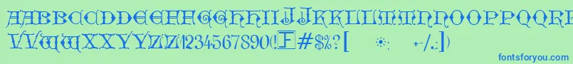 GeschlossenGotikKaps Font – Blue Fonts on Green Background
