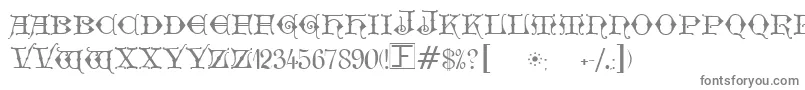 GeschlossenGotikKaps-fontti – harmaat kirjasimet valkoisella taustalla