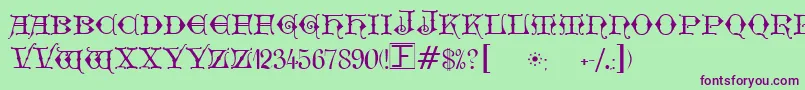 GeschlossenGotikKaps Font – Purple Fonts on Green Background