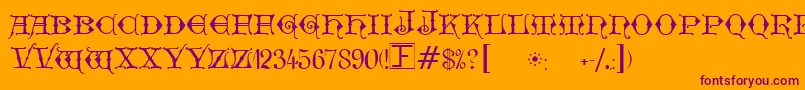 GeschlossenGotikKaps Font – Purple Fonts on Orange Background