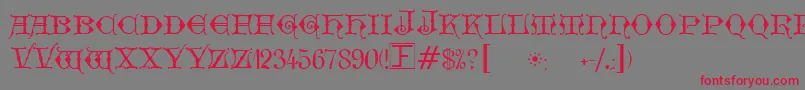 フォントGeschlossenGotikKaps – 赤い文字の灰色の背景