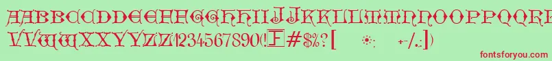 GeschlossenGotikKaps Font – Red Fonts on Green Background