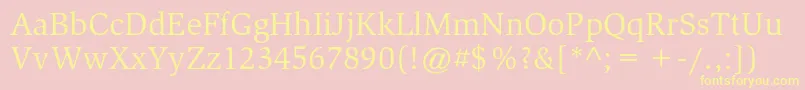 SlimbachstdBook-Schriftart – Gelbe Schriften auf rosa Hintergrund