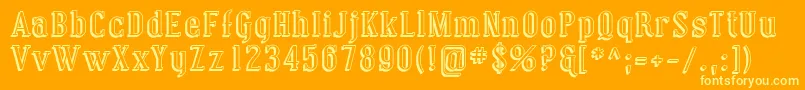 Coving13-Schriftart – Gelbe Schriften auf orangefarbenem Hintergrund