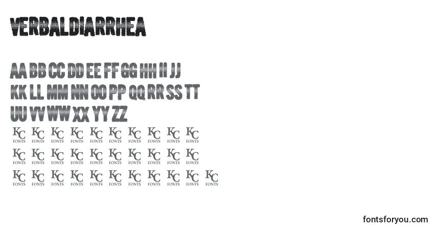Czcionka VerbalDiarrhea – alfabet, cyfry, specjalne znaki