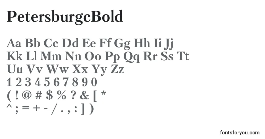 Schriftart PetersburgcBold – Alphabet, Zahlen, spezielle Symbole