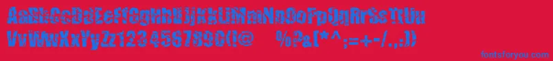 フォントCmcorruged – 赤い背景に青い文字