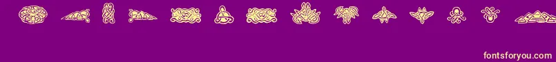 Подробнее о шрифте FeTattooNo.1 Шрифт FeTattooNo.1 – жёлтые шрифты на фиолетовом фоне