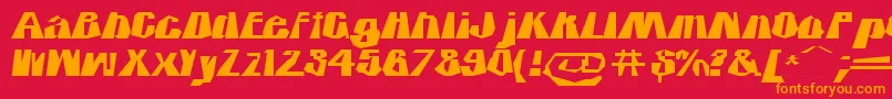 フォントIcicleco – 赤い背景にオレンジの文字