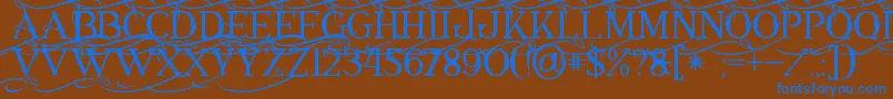 Annabel1 Font – Blue Fonts on Brown Background