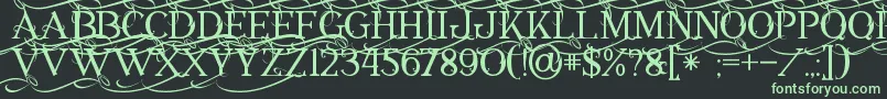 フォントAnnabel1 – 黒い背景に緑の文字