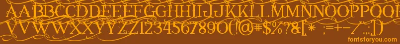 Annabel1 Font – Orange Fonts on Brown Background