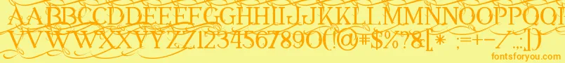 Annabel1 Font – Orange Fonts on Yellow Background