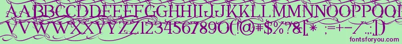 Annabel1 Font – Purple Fonts on Green Background