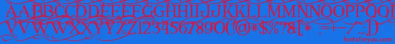 Annabel1 Font – Red Fonts on Blue Background