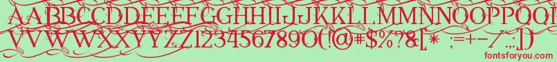 Annabel1 Font – Red Fonts on Green Background