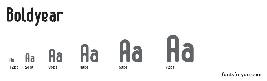 Размеры шрифта Boldyear