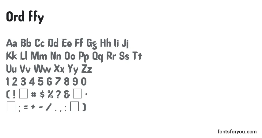 Schriftart Ord ffy – Alphabet, Zahlen, spezielle Symbole