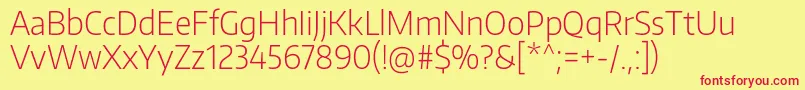 EncodesansnarrowExtralight-Schriftart – Rote Schriften auf gelbem Hintergrund