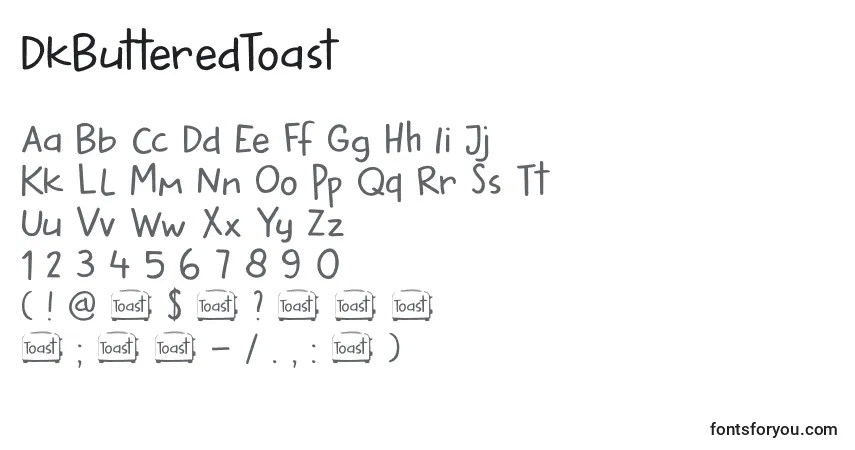 Schriftart DkButteredToast – Alphabet, Zahlen, spezielle Symbole