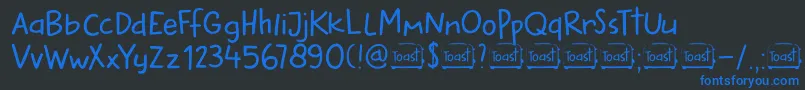 DkButteredToast Font – Blue Fonts on Black Background