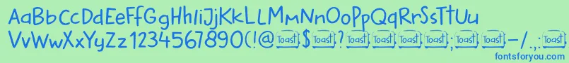DkButteredToast Font – Blue Fonts on Green Background