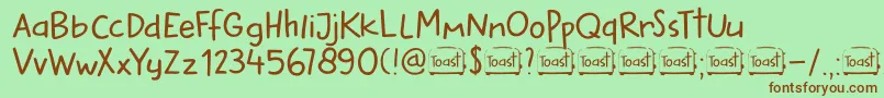 DkButteredToast Font – Brown Fonts on Green Background