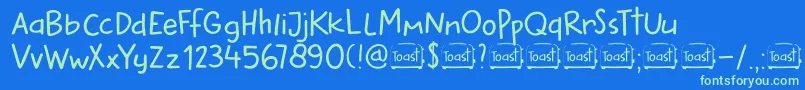 DkButteredToast Font – Green Fonts on Blue Background