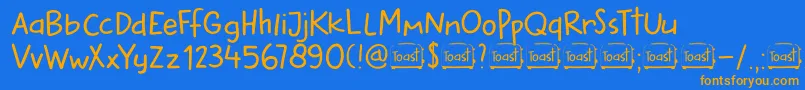 DkButteredToast Font – Orange Fonts on Blue Background