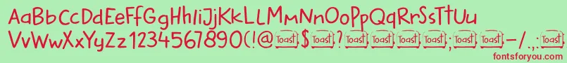 DkButteredToast Font – Red Fonts on Green Background