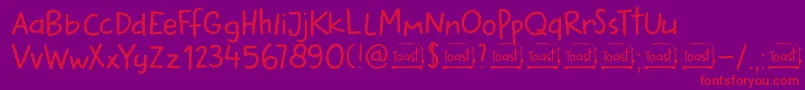 DkButteredToast Font – Red Fonts on Purple Background